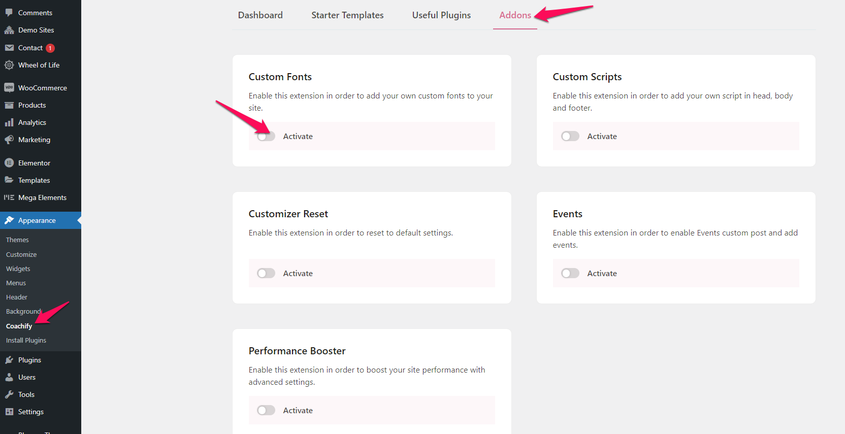 Custom Fonts - Coachify Theme